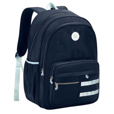 Imagem de Mochila Kika Escolar Feminina Lovers Juvenil Grande Trabalho Cor:Azul,