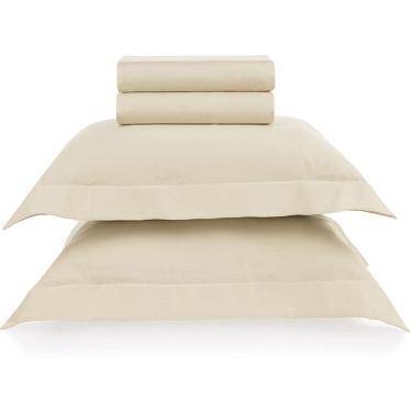 Imagem de Jogo de Cama Karsten Bossa 300 Fios 4 Peças Queen Bege