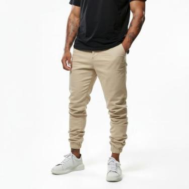 Imagem de Calça Jogger Masculina Jeans ou Sarja Slim Fit Confortável - Mitchelgu