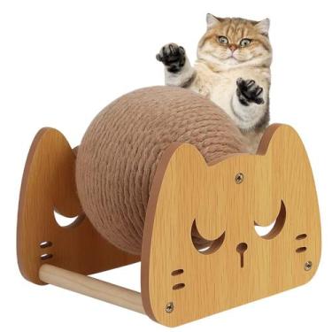 Imagem de Arranhador Gato Brinquedo Rasqueavel Bolinha Sisal Arranhavel Conforta
