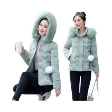 Imagem de Parka Feminina De Inverno Com Gola De Pele Sintética E Capuz, Jaqueta 