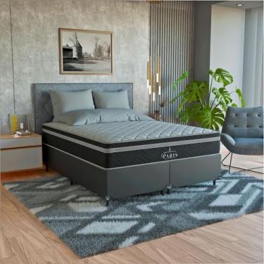 Imagem de Cama Box Queen Couro Preto + Colchão Paris Molas Cores - eShop casa, C