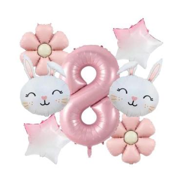 Imagem de Balões Rosa Fosco De Margarida E Coelho, 7pçs/conjunto, Decoração De F