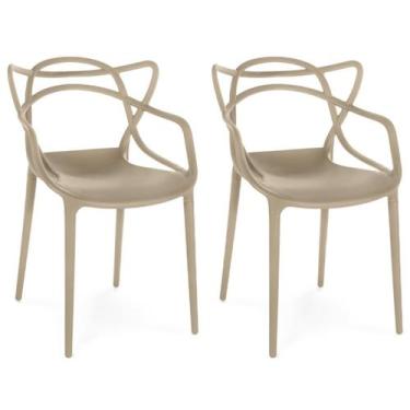 Imagem de Kit 2 Cadeiras de Jantar Allegra Prática Empilhável - Nude - Magazine 