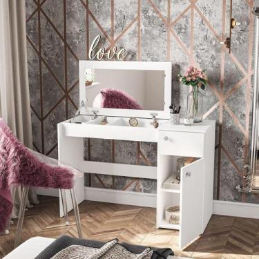 Imagem de Penteadeira Iracema com Tampo Porta Objetos com Espelho 1 Gaveta 1 Por