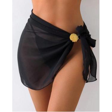 Imagem de Saia Curta Feminina Saída De Praia Tule Pareo Moda Verão Tendência 202