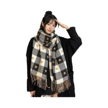 Imagem de Cachecol Feminino De Luxo Para Inverno Em Caxemira Com Borlas Longas, 