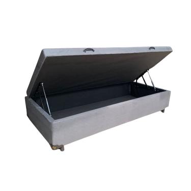 Imagem de Cama Box Baú Solteiro Suede Cinza Com Pistão A Gás - Imperium do Sono