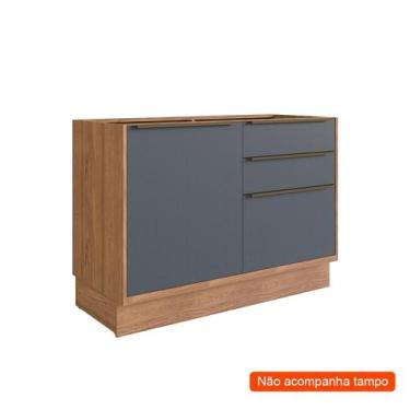 Imagem de Balcão de Cozinha Ten 1 Porta 3 Gavetas Freijó e Grafito 120 cm - Herv