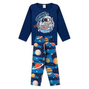 Imagem de Pijama Longo Marinho Infantil Menino Lanchinho Astronauta - Molekada, 