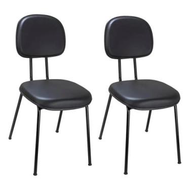 Imagem de Kit 02 Cadeira Secretaria Fixa Pé Palito Estofada Para Escritório mate