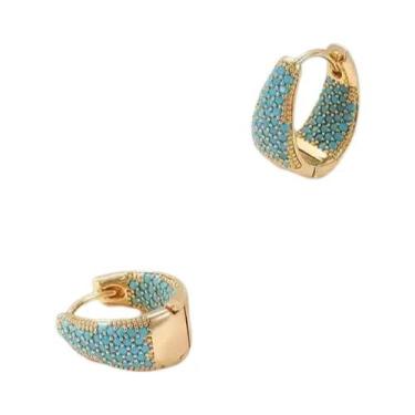 Imagem de Brincos De Argola Coloridos E Brilhantes De Zircônia Para Mulheres E M