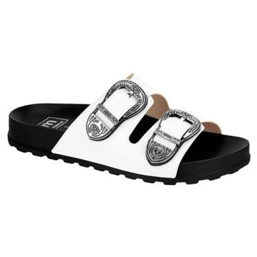 Imagem de Chinelo Moleca Fivela Com Brilho Calce Fácil Virgínia Branco, Branco, 