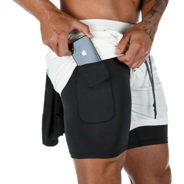 Imagem de Short Masculino 2x1 Bolso Oculto Celular Bermuda Compressão - OMG, G