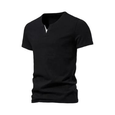 Imagem de Camiseta Masculina Slim Fit Com Decote Em V E Manga Curta, Casual De V
