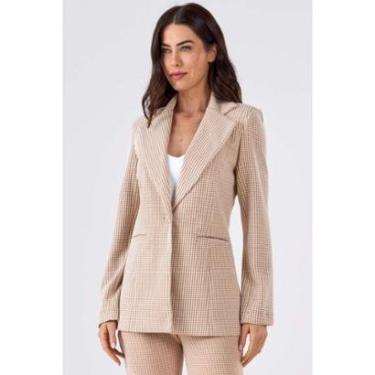 Imagem de Blazer PKS Alfaiataria Jacquard Pied De Poule Bege-Feminino