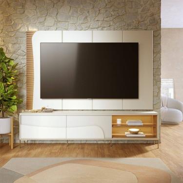 Imagem de Rack Bancada e Painel Amalfi para TV até 65 Polegadas com Pés de Metal Off White Freijó Colibri