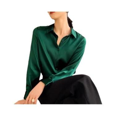 Imagem de Blusa Feminina de Cetim Manga Comprida - Elegante e Casual para Primav