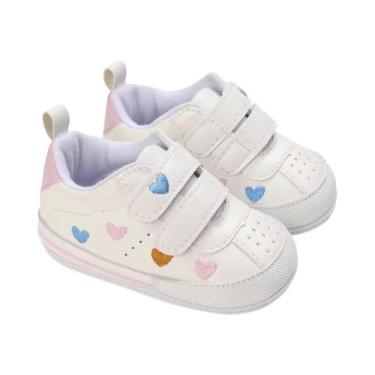 Imagem de Tênis Brancos Antiderrapantes Para Meninas Com Bordado De Coração, Cal