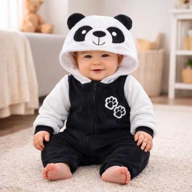 Imagem de Macacão Infantil Plush Bebê Fantasia Manga E Capuz Temático - - BEBE E