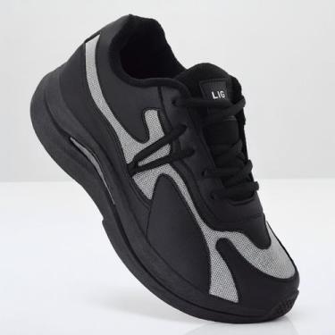 Imagem de Tênis Casual Branco Preto Masculino Feminino Unissex Lig Shoes Leve Co