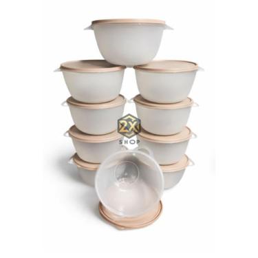 Imagem de 10 Bowls de Plástico Transparente 1L com Tampa Bowl BPA Free, Pote par