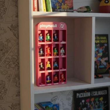 Imagem de Expositor 3d Coleção Playmobil Dc Kinder Ovo 32cm, Vermelho