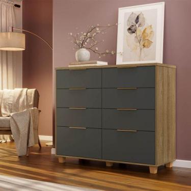 Imagem de Cômoda Quarto 8 Gavetas 121cm Organizadora Catarina Pés Retrô V01 - D 