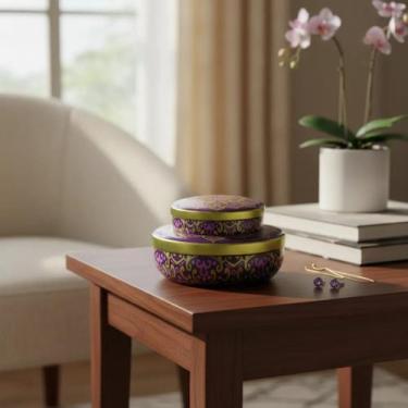 Imagem de Latas Decorativas Mandala Kit 2 Porta Joias Porta Objetos Estilo Moder