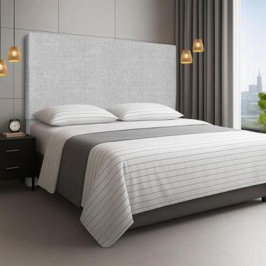 Imagem de Cabeceira Lisa Estofada 160 cm Para Cama Box Queen Linho - Clique Chiq