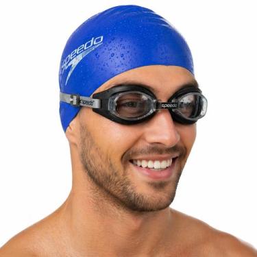 Imagem de Kit Óculos e Touca Silicone Natação Swim Freestyle Speedo -, Fume, Azu