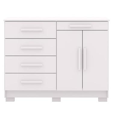 Imagem de Cômoda Grande Sapateira Quarto 5 Gavetas 2 Portas Sirios Branco - Vila