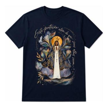Imagem de Camiseta Religiosa Estampa Proteção Fé Algodão Premium Leve Igreja Cat