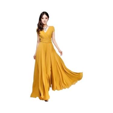 Imagem de Vestido De Praia Sexy Boho Para Mulheres, Manga Curta, Decote Em V Pro