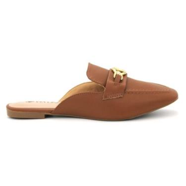 Imagem de Sapato Via Uno 518122 Bico Quadrada Mule Baixo Feminino, 35, Camel