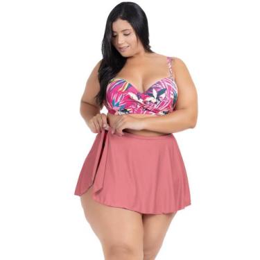Imagem de Saída de Praia Feminina Saia Curta Rodada Abotoador Lateral Moda Praia