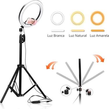 Imagem de Ring Light 12 Polegadas Com 30cm E Tripé Ajustável De Até 2,10m Luz Co
