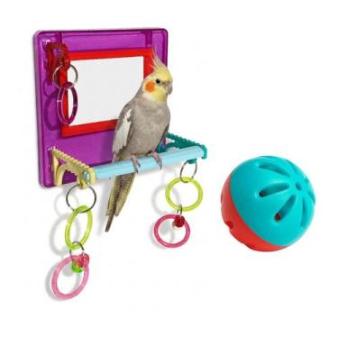 Imagem de Brinquedo Multiplay Diversão c/ Poleiro Espelho + 1 Bolinha Guizo- Pas