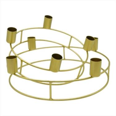 Imagem de Conjunto Porta Vela Dourado Metal 22/27CM - Tok