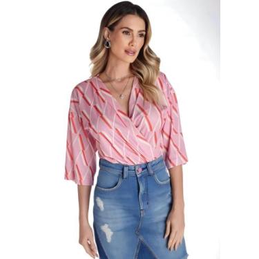 Imagem de Body Feminino Blusão Color Blocking - PURAMANIA, Rosa, GG