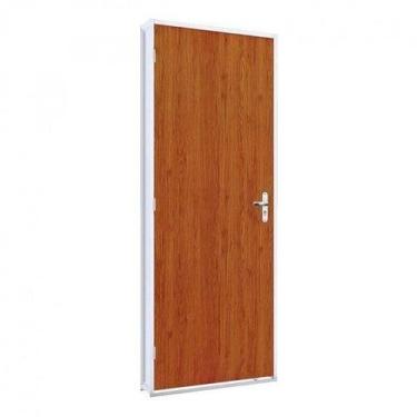 Imagem de Porta de Aço Duraplac 215x85cm Batente de Aço 12cm Riobras Mogno