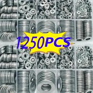 Imagem de Conjunto De 1250 Arruelas Planas Para Fixação De Parafusos Em Projetos