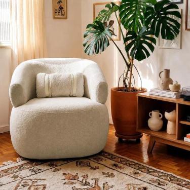 Imagem de Poltrona Orgânica Giratória Chloe Decorativa com Almofada Plumante Bou