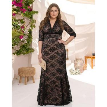 Imagem de Vestido Longo Madrinha 62 Renda Plus Size Formatura - Bella Fest, Pret