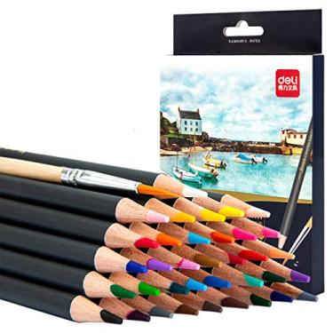 Imagem de Lápis de cor solúvel em água com 36 cores de pintura com cores brilhantes e traços delicados