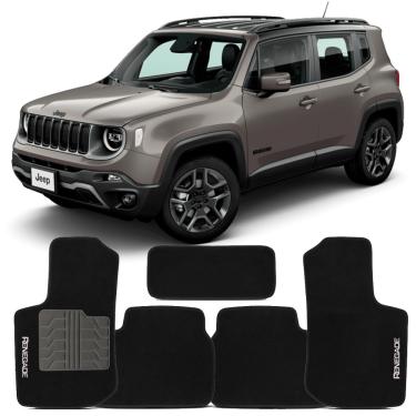 Imagem de Tapete Jeep Renegade 2015 a 2016 Bordado Carpete Preto Jogo 5 Peças