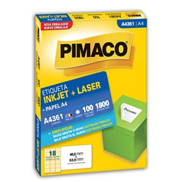 Imagem de Etiqueta inkjet/laser A4361 com 100 folhas Pimaco
