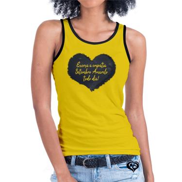 Imagem de Camiseta regata Setembro Amarelo feminina Blusa Coracao