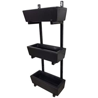 Imagem de Suporte Prateleira de Ferro Jardim Vertical com 3 Floreiras Cor: Preto