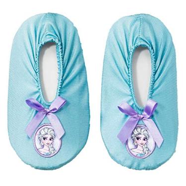 Imagem de Disney Coleção de chinelos infantis do filme Frozen Anna e Elsa -, Elsa azul, 3-4 Toddler